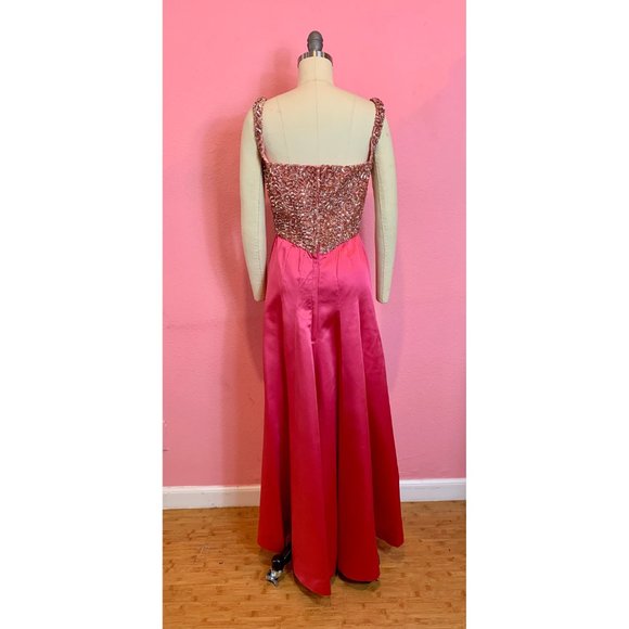 Vintage 1960s Designer Emma Domb Hot Pink Gown Med - Picture 6 of 10